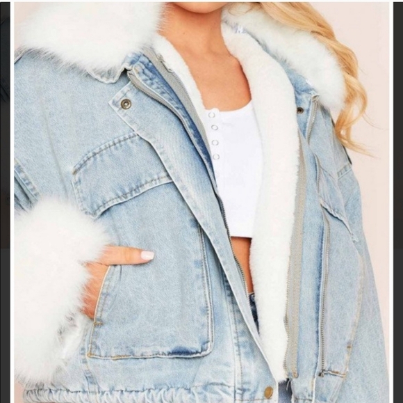 FUR LINED JEAN JACKET EUC - Picture 5 of 5